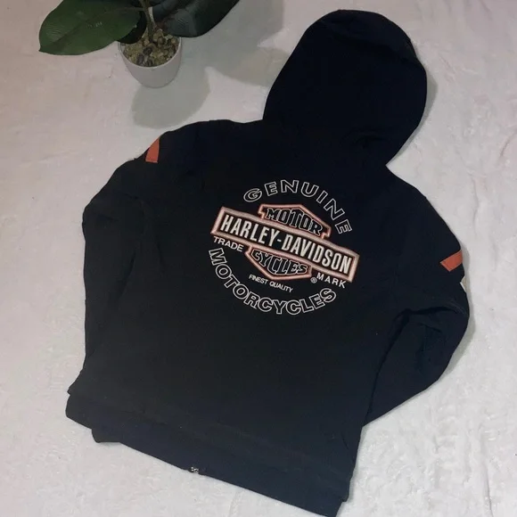 Harley Davidson womans Black Jacket with Orange Stripes - Picture 5 of 5